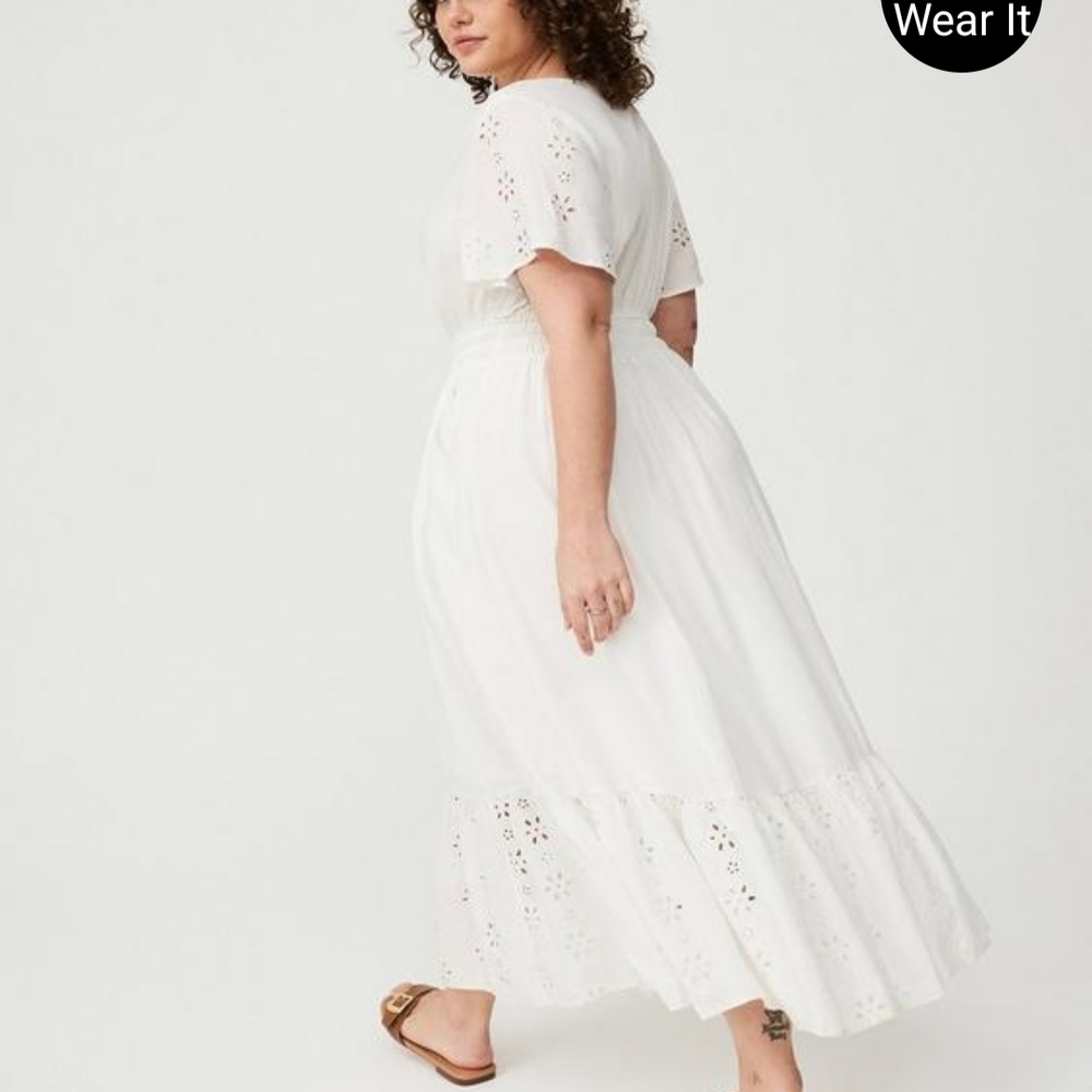 Torrid White Flutter Sleeve Maxi Sundress
